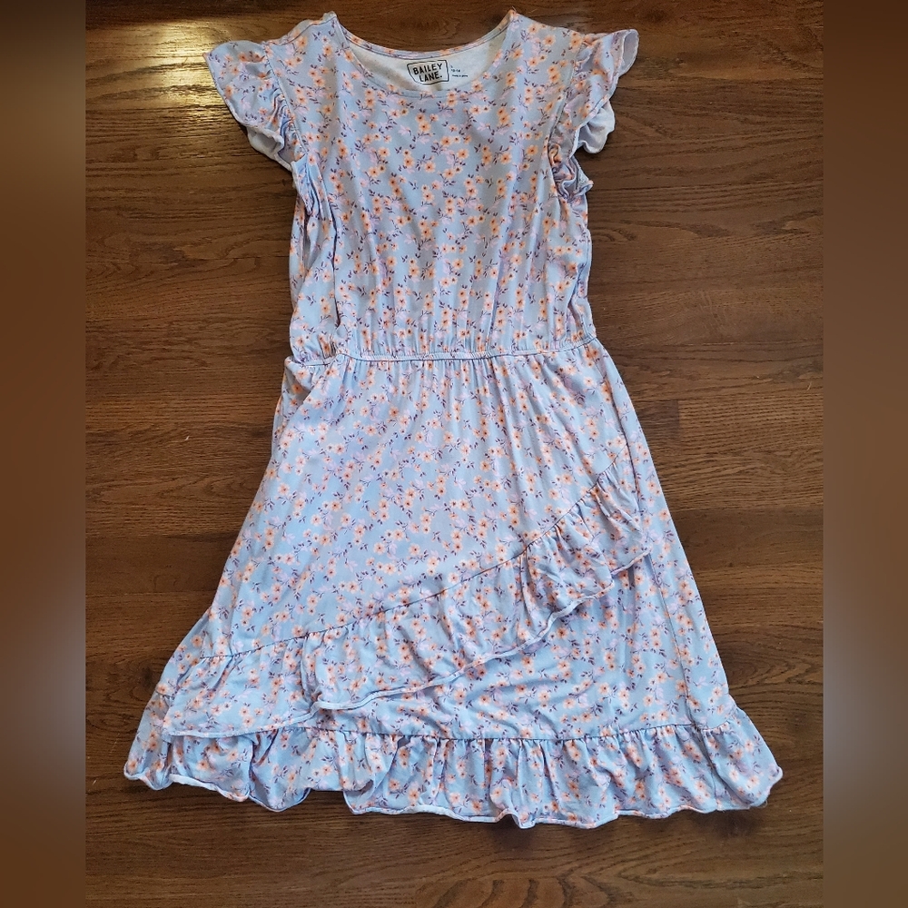 Pretty Girls Large 12/14 blue floral dress